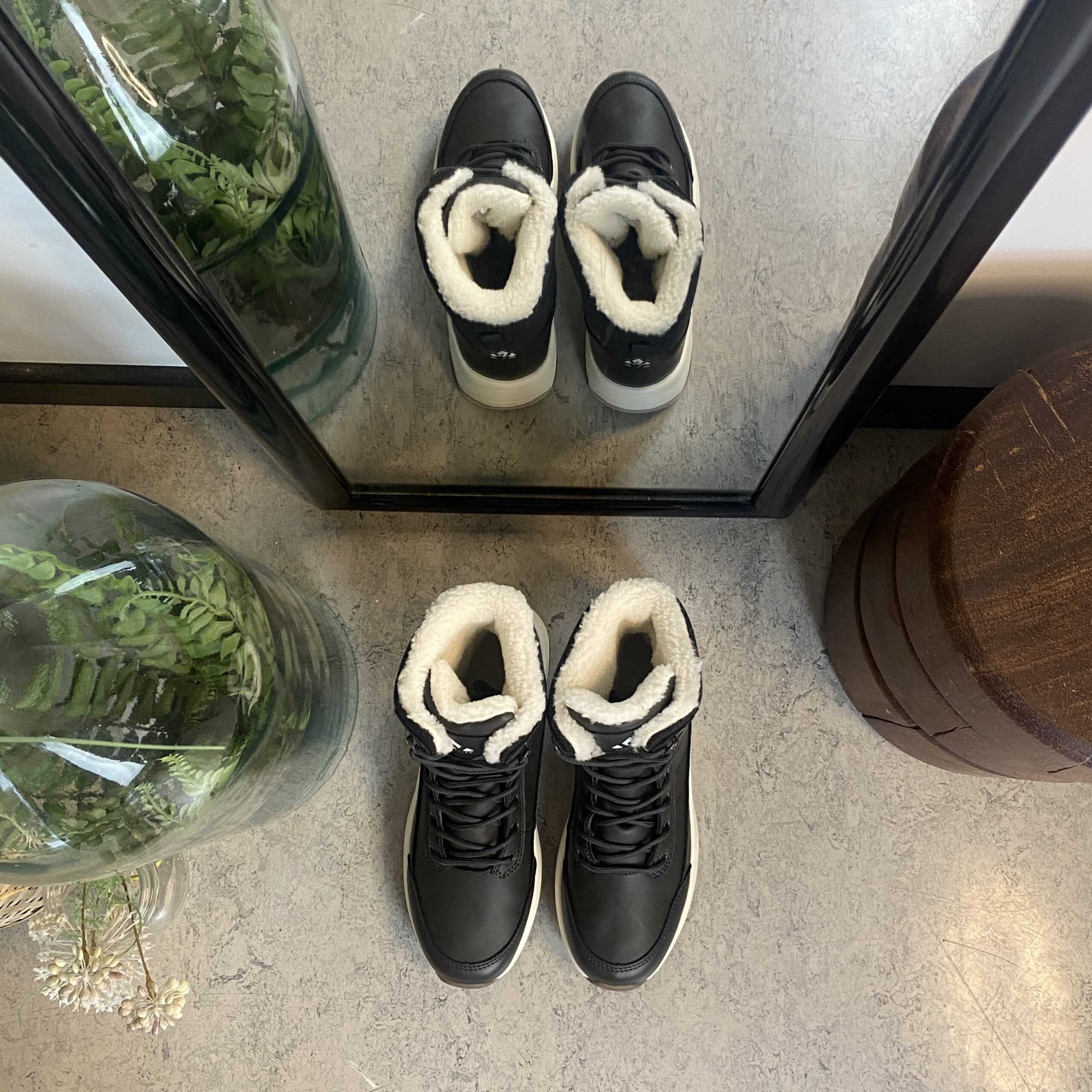 Vattentät, svart vinterstövel med fleecefoder