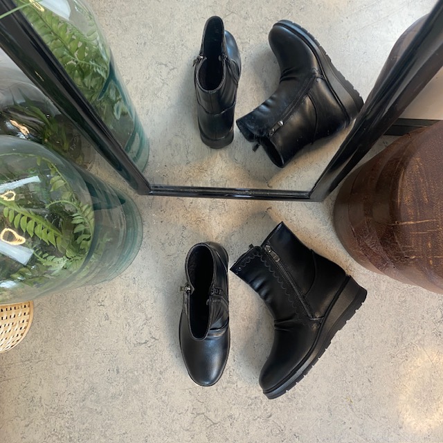 Svarta damstövletter med varmt foder och 2 dragkedjor – bekväm PU-sula och praktisk design