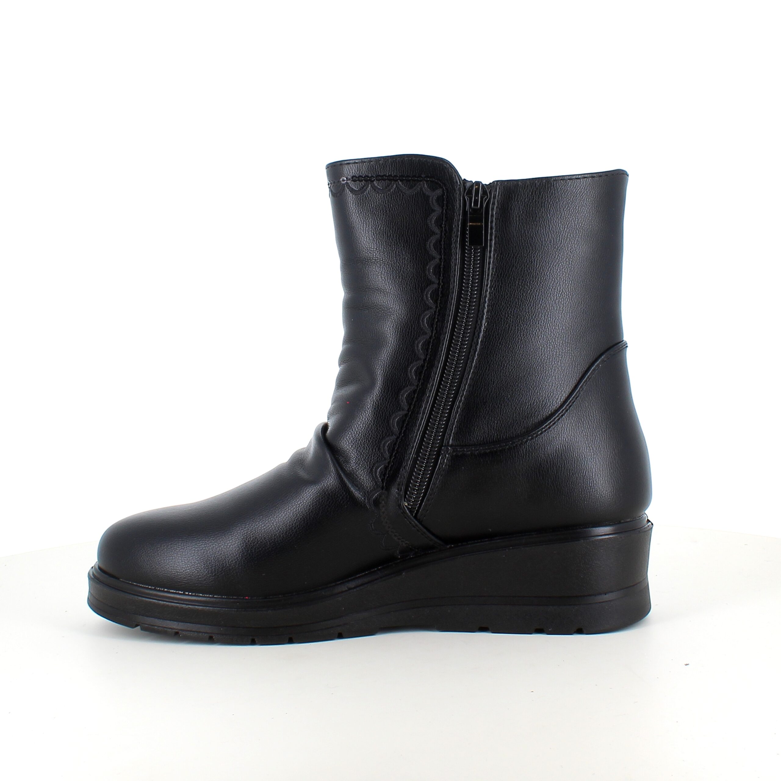 Svarta damstövletter med varmt foder och 2 dragkedjor – bekväm PU-sula och praktisk design