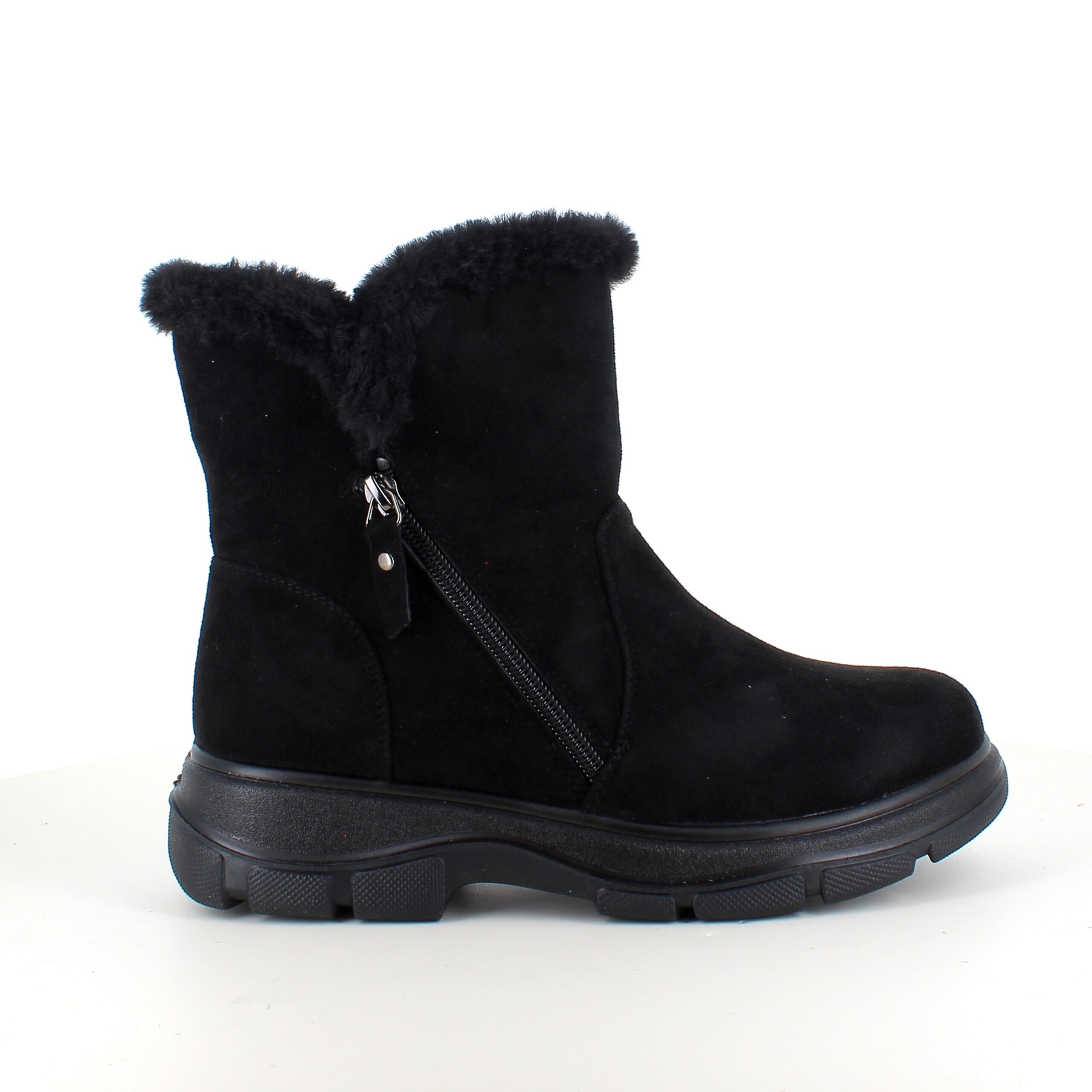Svart damstövel med varmt foder och dragkedja