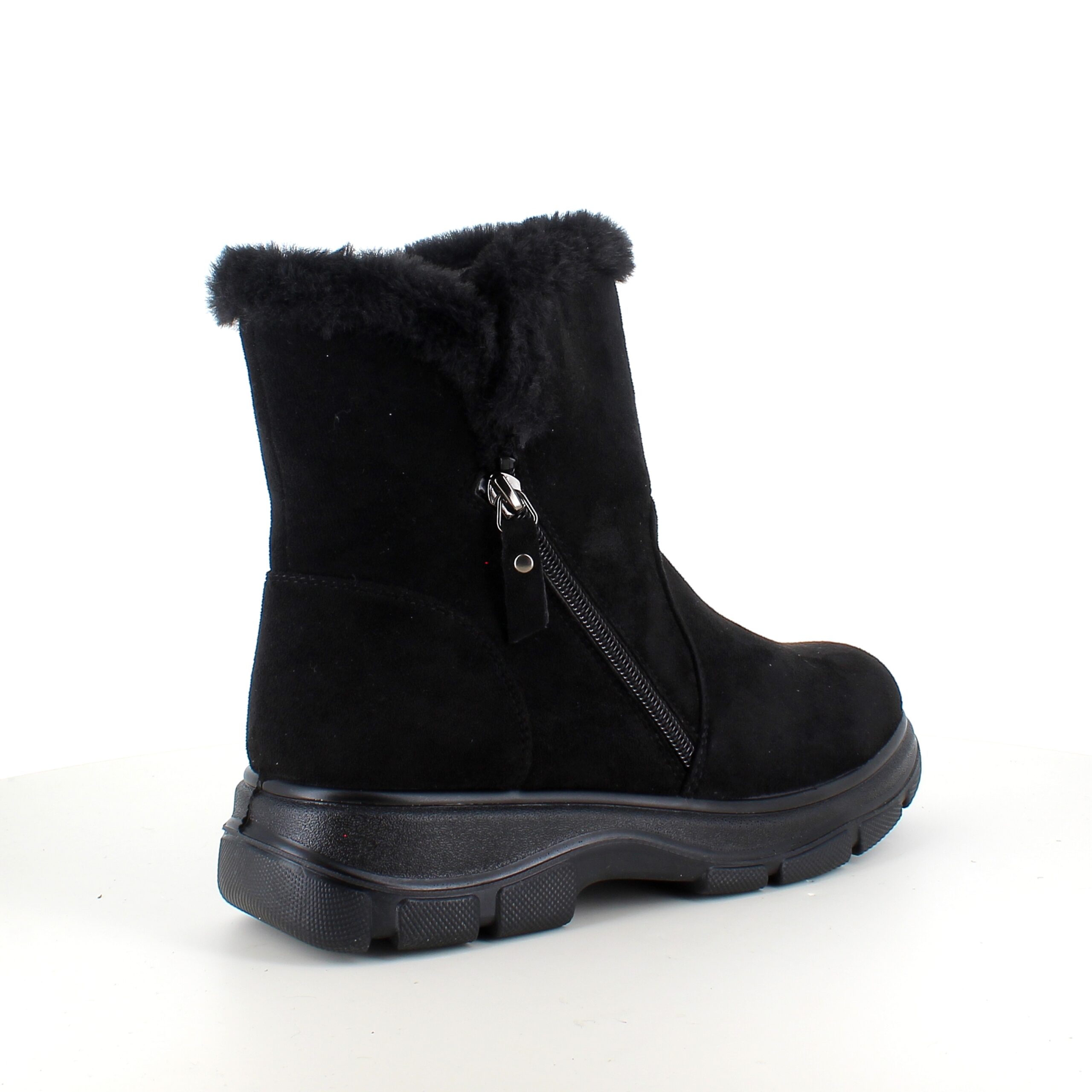Svart damstövel med varmt foder och dragkedja