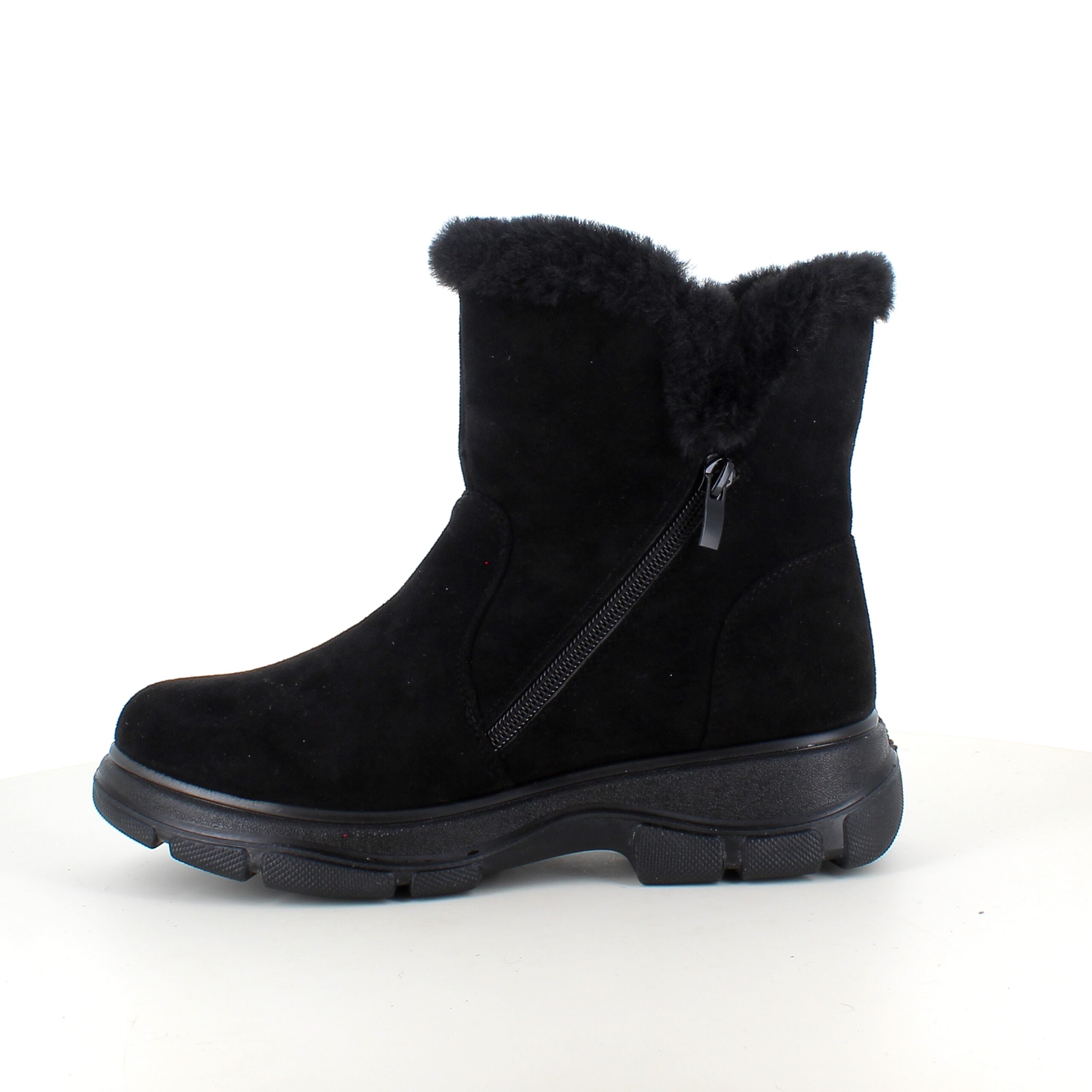 Svart damstövel med varmt foder och dragkedja