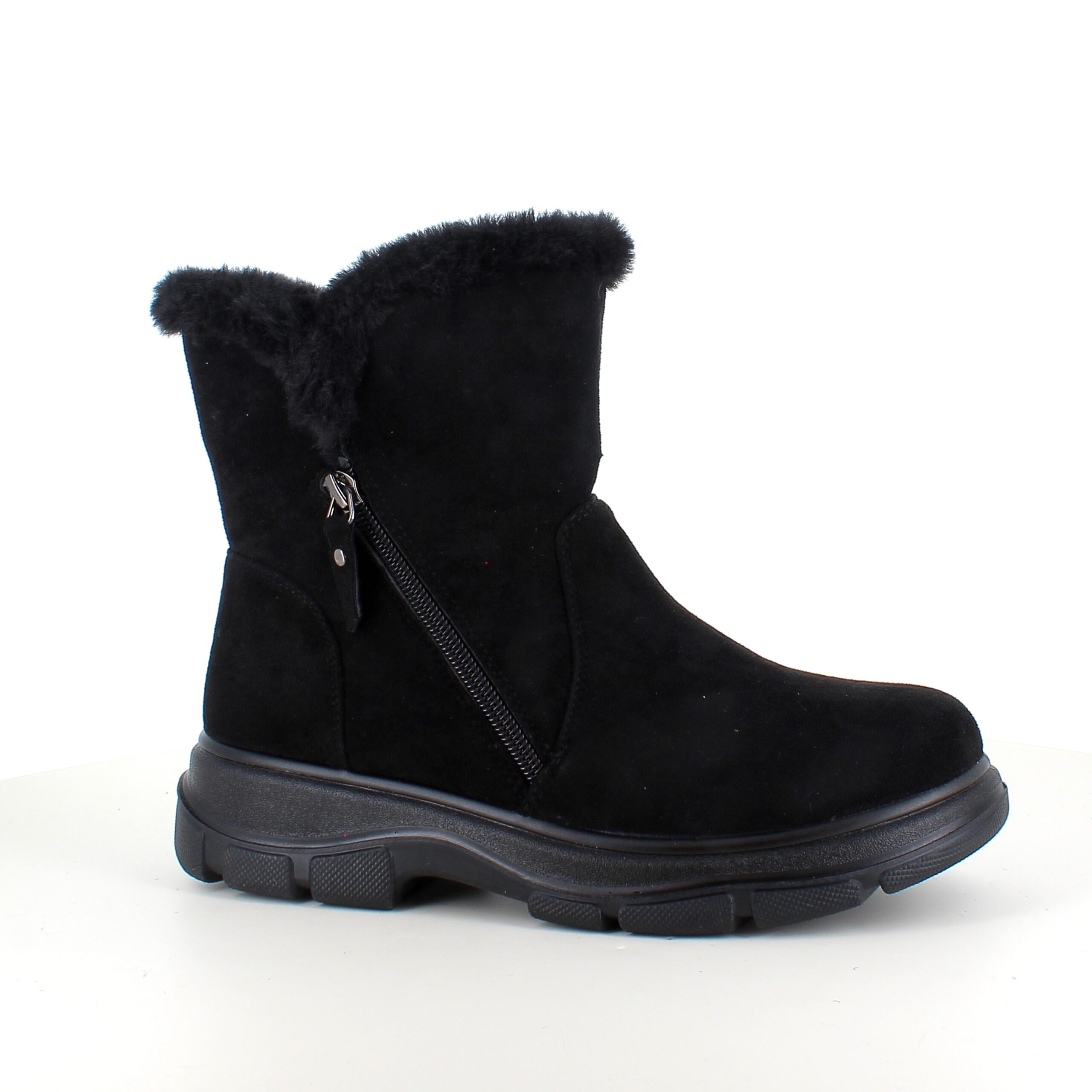 Svart damstövel med varmt foder och dragkedja