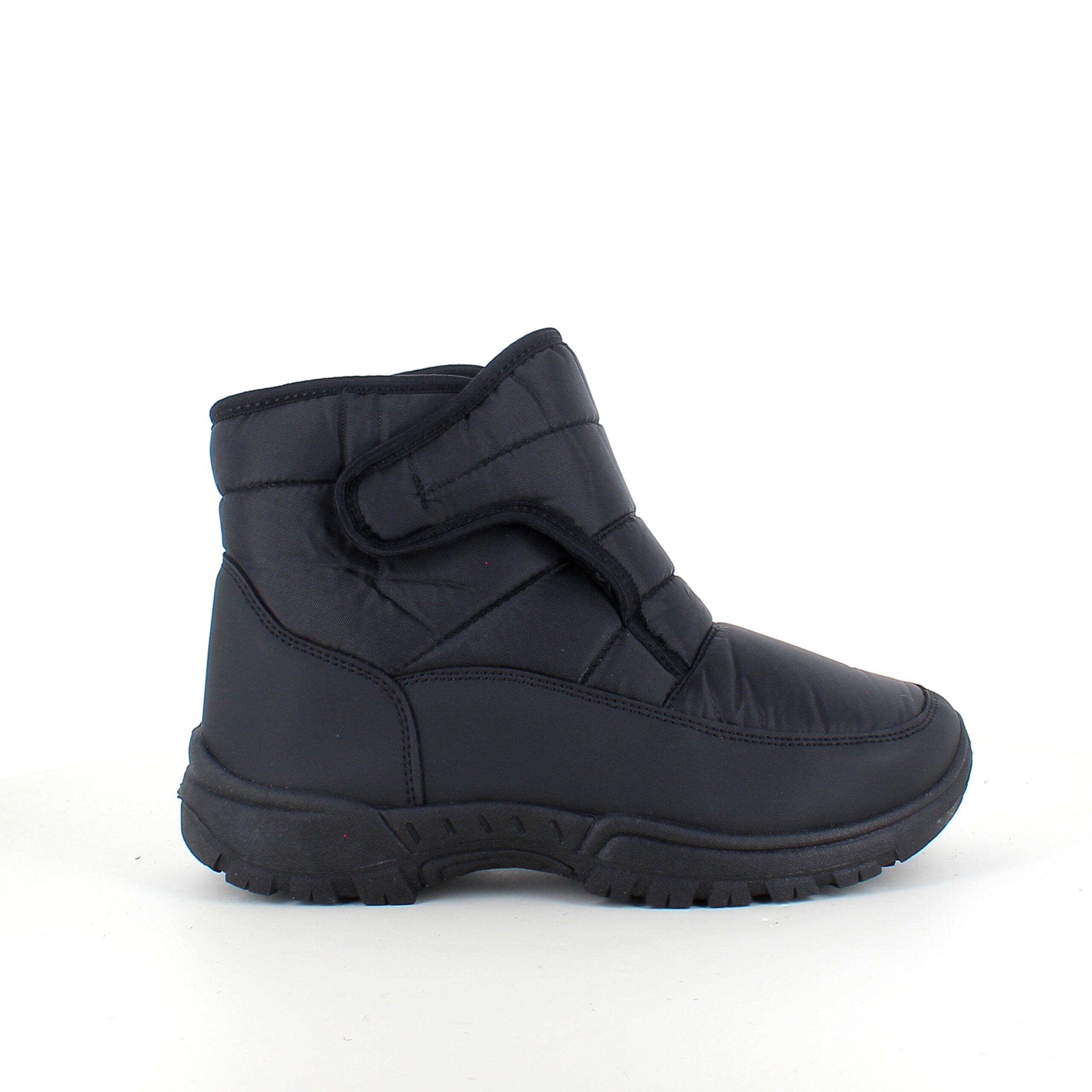 Svart vadderad stövel med kardborreöppning