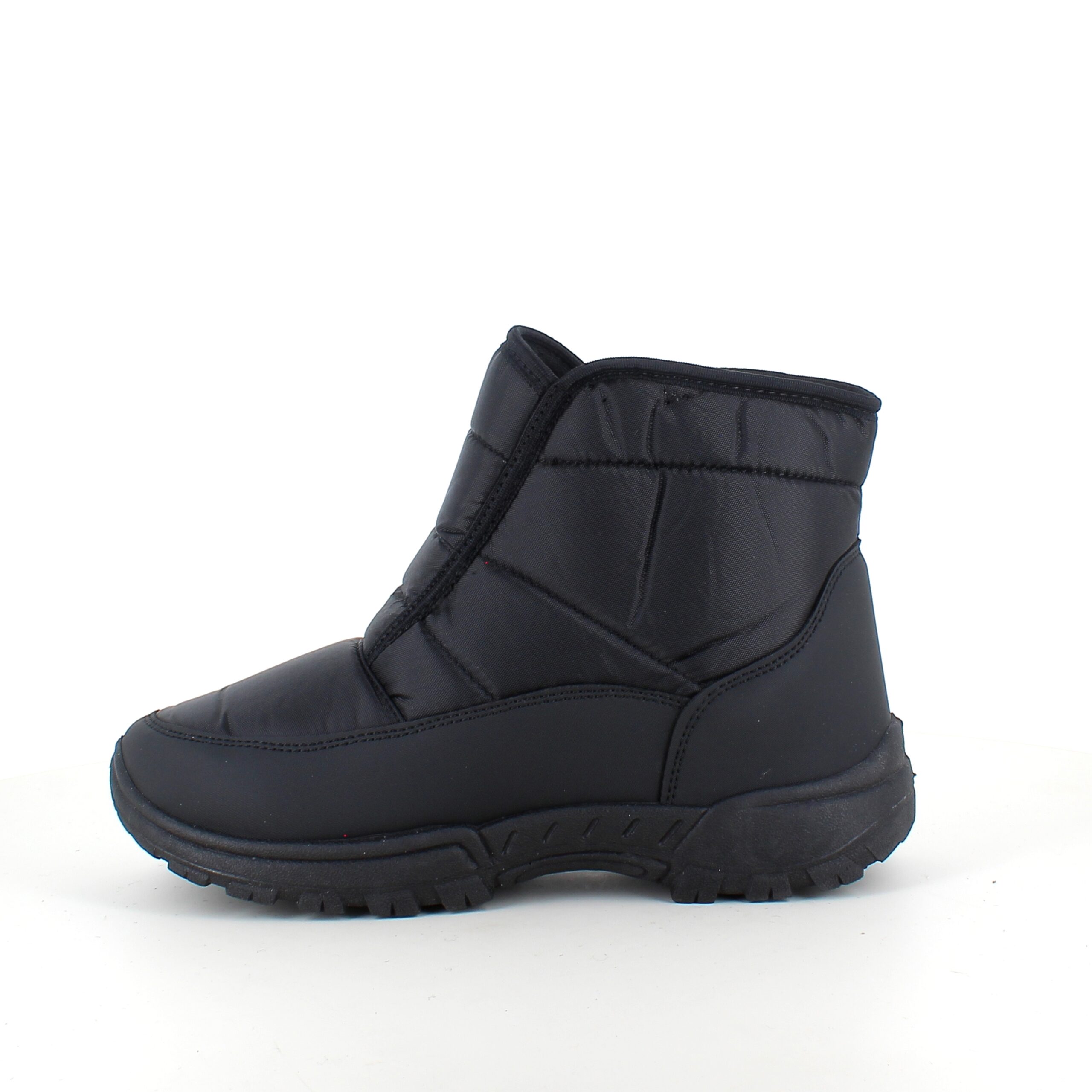 Svart vadderad stövel med kardborreöppning