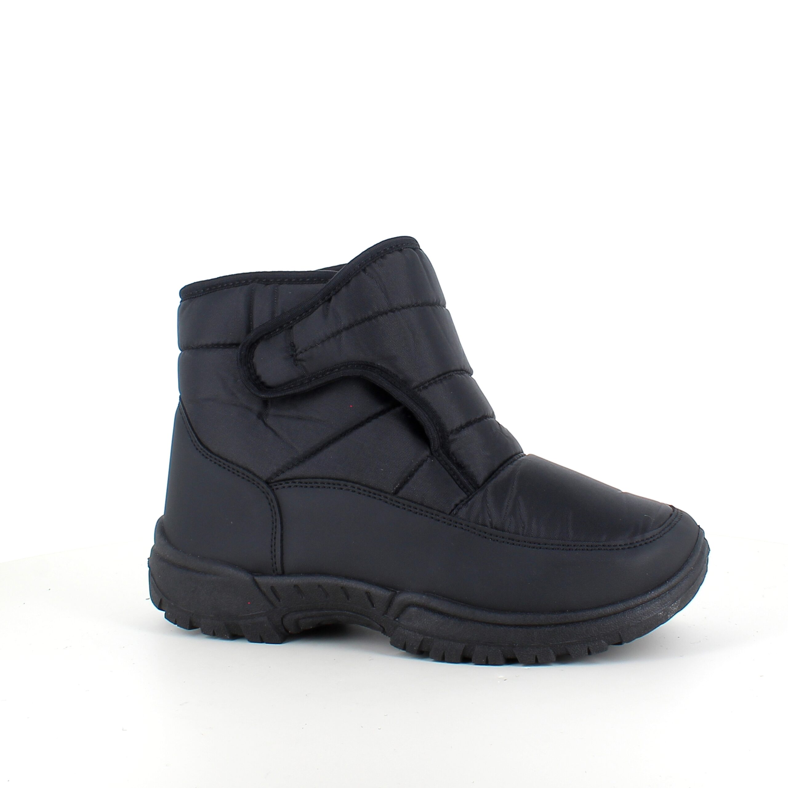 Svart vadderad stövel med kardborreöppning