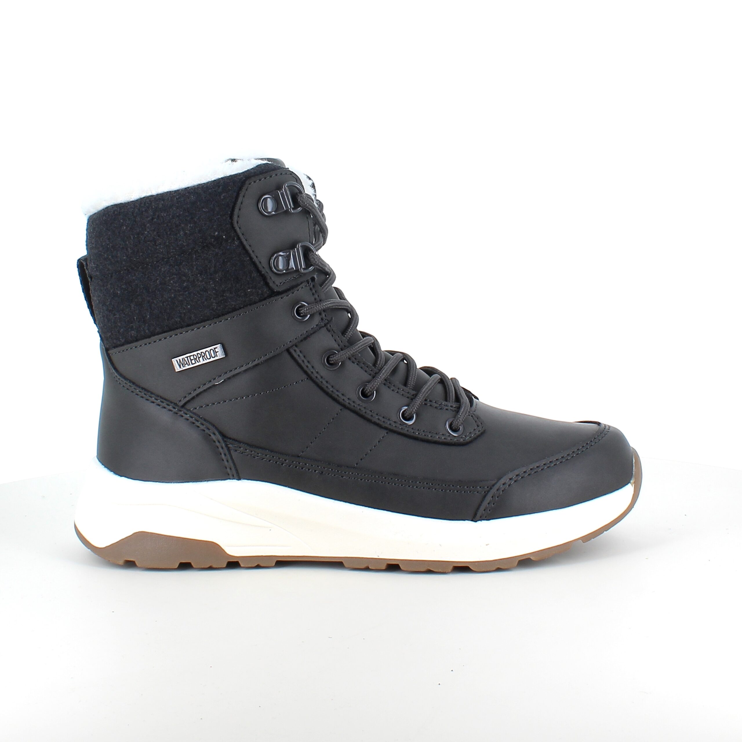 Vattentät, svart vinterstövel med fleecefoder