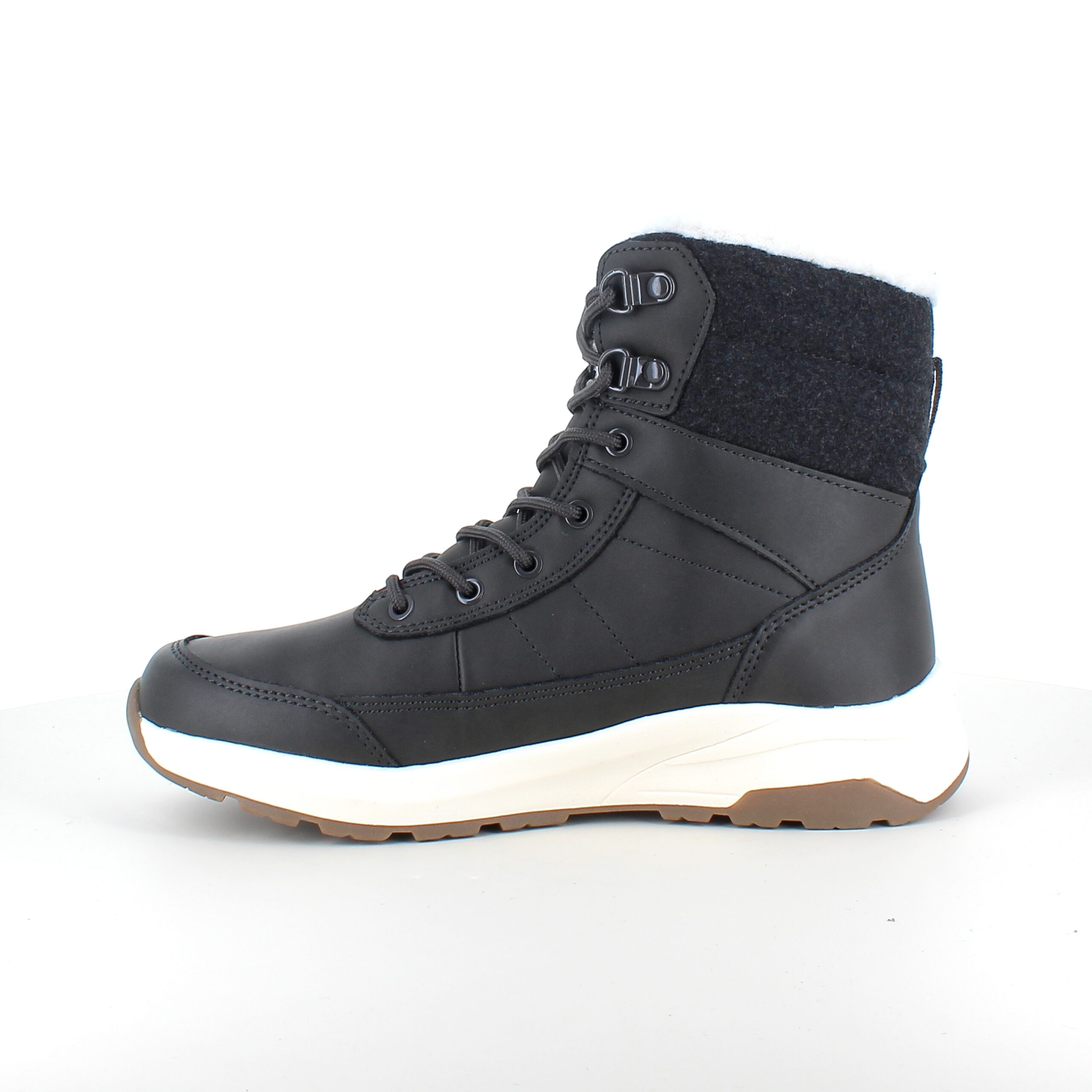 Vattentät, svart vinterstövel med fleecefoder